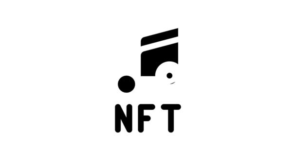 Анимация иконок nft и music line — стоковое видео