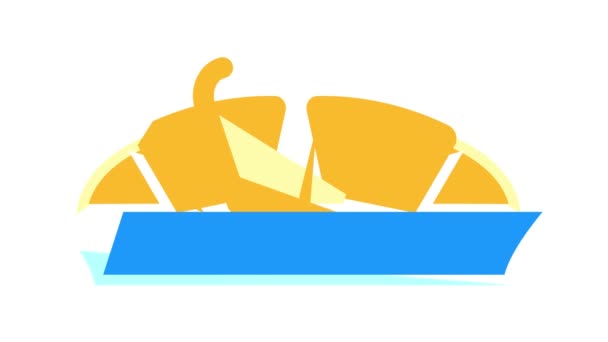 Croissant dessert kleur pictogram animatie — Stockvideo