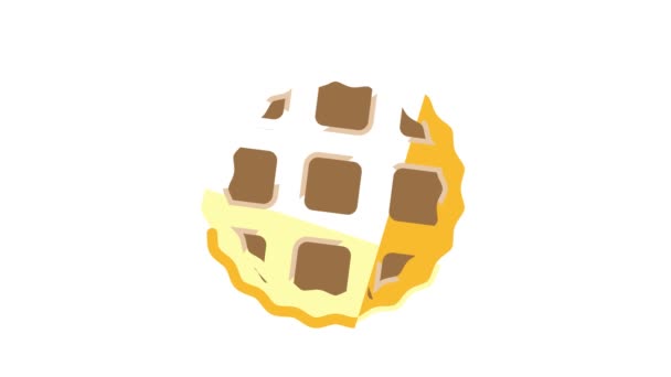 Belgium华夫饼甜点颜色图标动画 — 图库视频影像