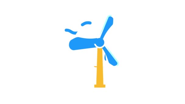 Windmühle zur Energieerzeugung Farb-Icon-Animation — Stockvideo