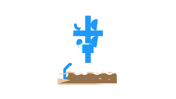 Krzyż chrześcijański na grobie kolor ikony animacji — Wideo stockowe