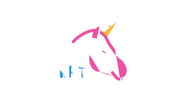 Animação ícone de cor unicórnio nft — Vídeo de Stock