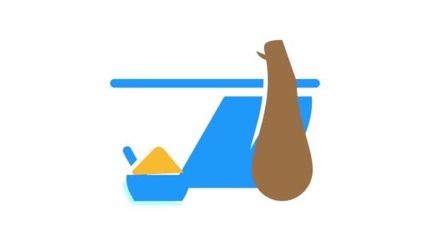 Mortar for grinding spices color icon animation — Stock Video