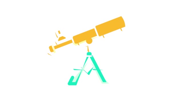 Modern telescope color icon animation — Stock Video