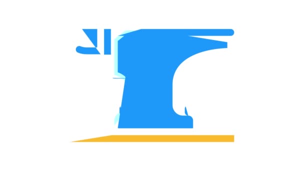 Yunque para forjar animación icono de color de metal — Vídeo de stock