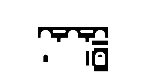 Animação de ícone de glifo de casa antiga — Vídeo de Stock