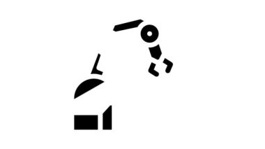 Robotik kol taşıyıcı üretim glyph simge animasyonu