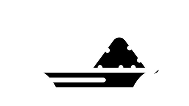 Monte de sal em animação ícone de linha de placa — Vídeo de Stock