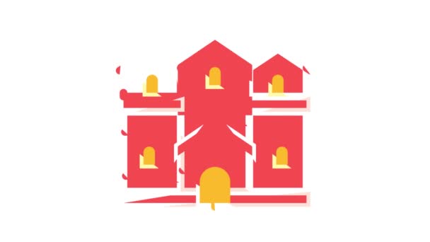 Casa medievale colore icona animazione — Video Stock