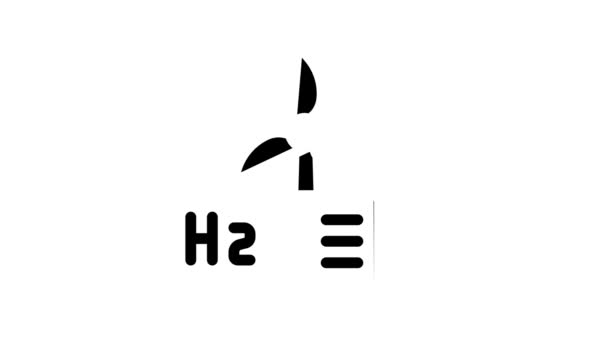 Energia eólica produção de hidrogênio glifo ícone animação — Vídeo de Stock
