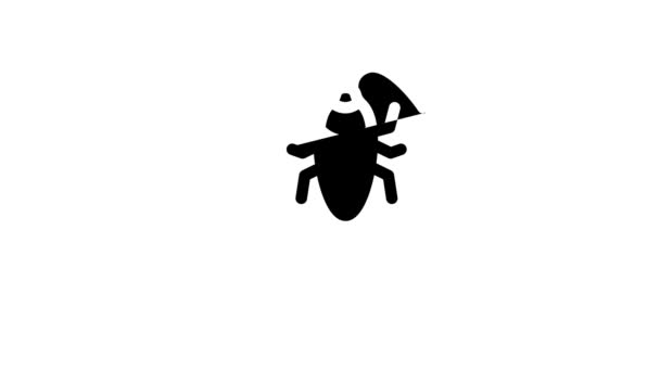 Kakkerlakken in het hoofd, neurose probleem glyph icoon animatie — Stockvideo