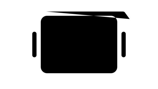 Tablett Kantine Glyphen-Symbol Animation — Stockvideo