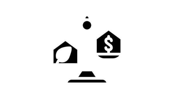 Dinheiro ou chia criptomoeda equilíbrio escala ícone animação de linha — Vídeo de Stock