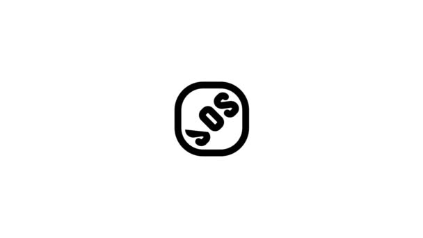 Sos button on smartphone screen when neurosis line icon animation — Stock Video