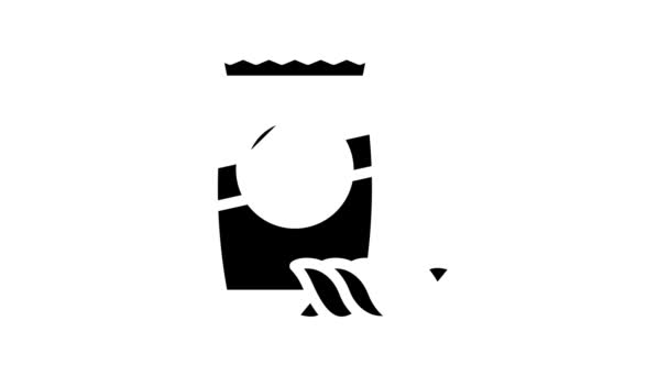 Torchietti línea de pasta icono de animación — Vídeo de stock