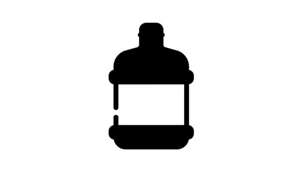 Water plastic fles lijn pictogram animatie — Stockvideo