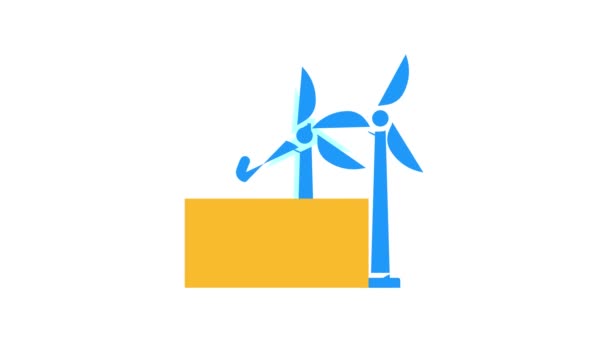 Wind energy hydrogen production color icon animation — Stock Video