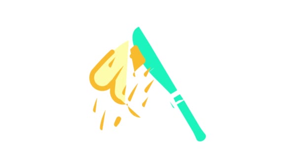 Nóż z masłem orzechowym kolor animacji ikona — Wideo stockowe
