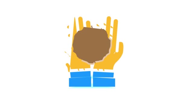 Mãos segurando animação ícone de cor de turfa — Vídeo de Stock