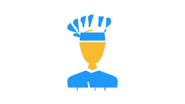 Cuoco mensa lavoratore colore icona animazione — Video Stock