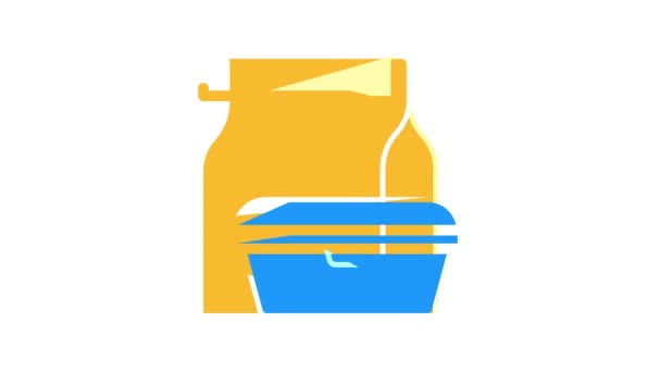 Lunch box kantine kleur pictogram animatie — Stockvideo