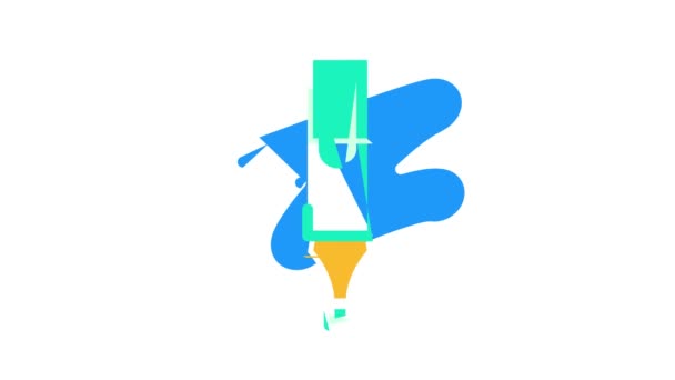 Marker stationery color icon animation — Stock Video