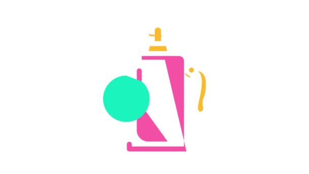 Botella de agua blanda cero residuos de color icono de animación — Vídeo de stock