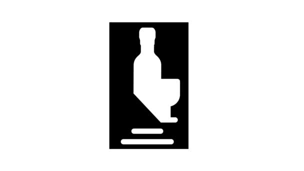 Wein-Karte Glyphen-Icon-Animation — Stockvideo