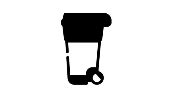 Tanque de residuos línea de compost icono de animación — Vídeos de Stock