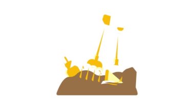 gübre yığını renk simgesi canlandırmasında yaba ve kürek aracı