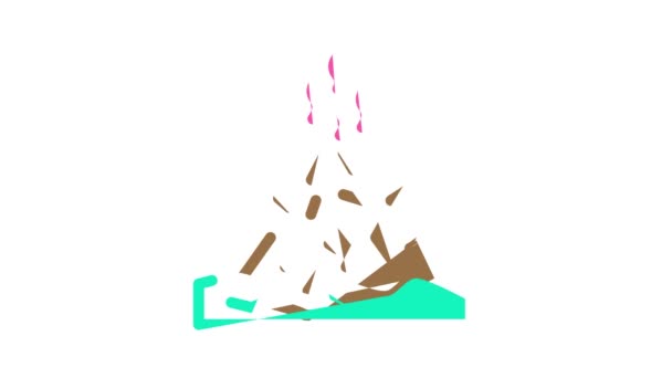 Eruptionskatastrophe Animation mit farbigem Symbol — Stockvideo
