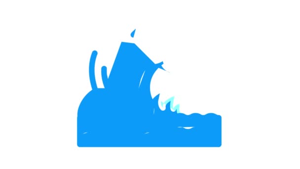 Tsunami disaster color icon animation — Stock Video