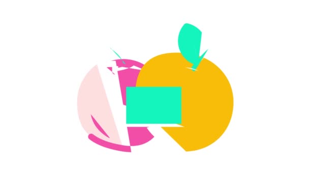与橙子和西红柿颜色图标动画战斗 — 图库视频影像
