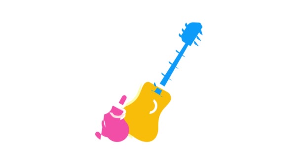 Guitar and castanets color icon animation — Stock Video