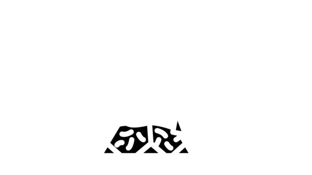 Driehoekige tas thee glyph pictogram animatie — Stockvideo
