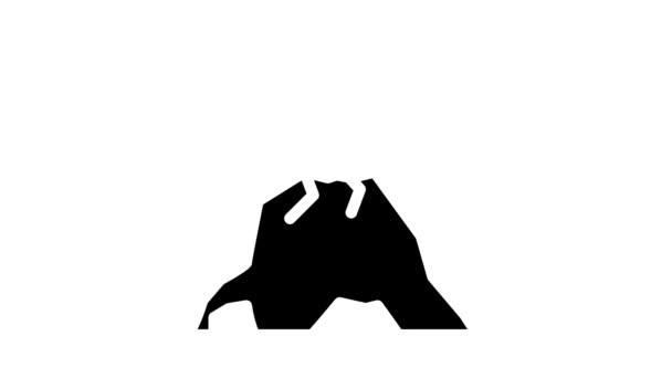 Vulkaan berg glyph pictogram animatie — Stockvideo