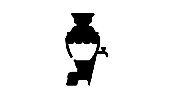 Samovar tool for boiling water line icon animation — Stock Video