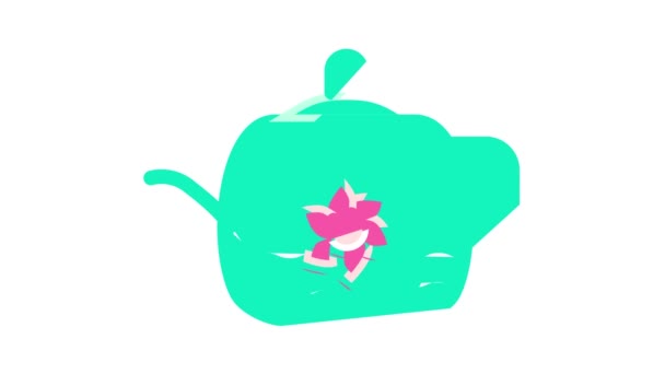 Kwiat herbata kolor ikona animacja — Wideo stockowe
