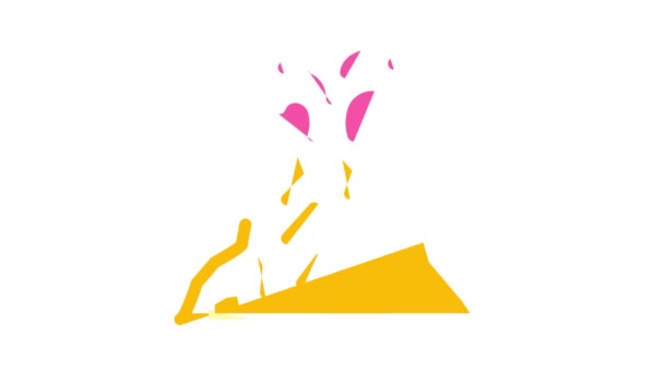 Erupção vulcão cor ícone animação — Vídeo de Stock