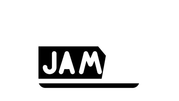 ジャム缶フードグリフアイコンアニメーション — ストック動画