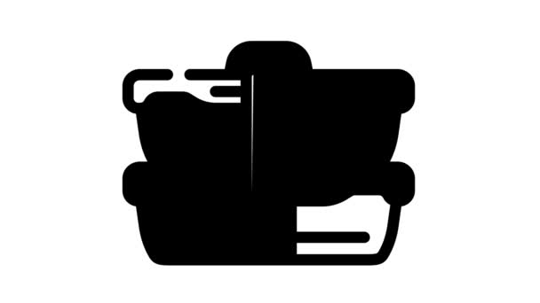 Podwójna ikona lunchbox line animacja — Wideo stockowe