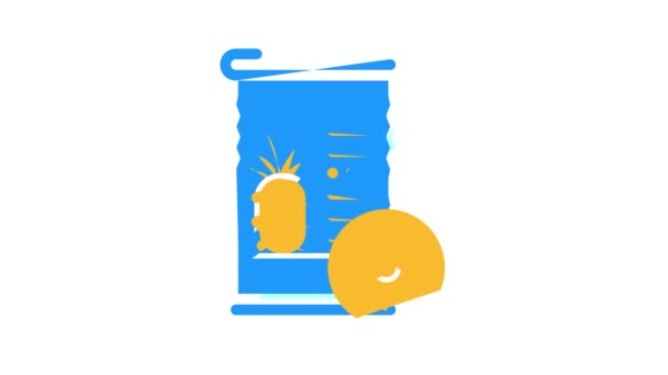 Animace ikon barvy konzervy ananas — Stock video