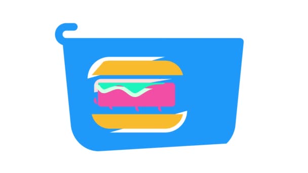 Hamburger lunchbox colore icona animazione — Video Stock