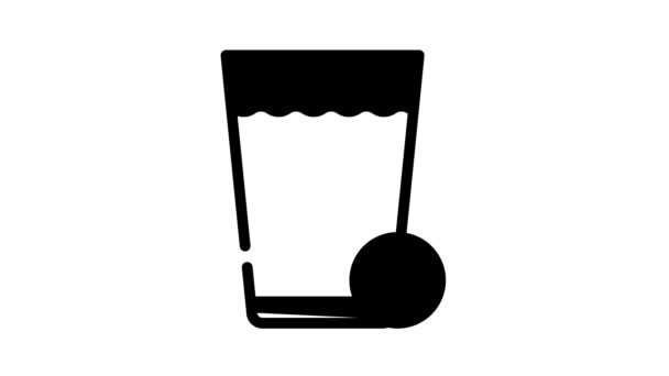 Glas off vatten med tablett linje ikon animation — Stockvideo