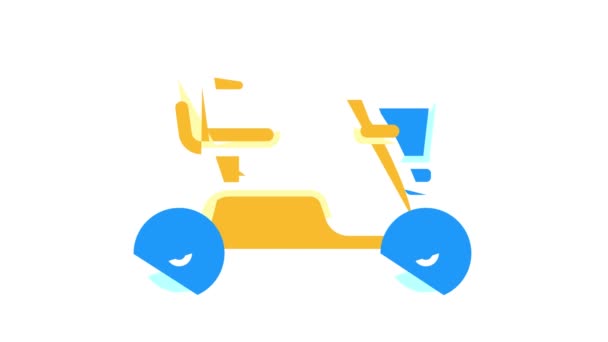 Scooter eléctrico para personas con discapacidad animación icono de color — Vídeos de Stock