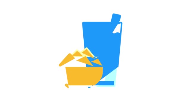 Slices mango snack and drink cup color icon animation — Stock Video