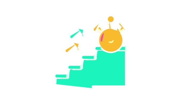 Tijd voor het uitvoeren op trap kleur pictogram animatie — Stockvideo
