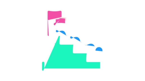 Bola cayendo en las escaleras icono de color de animación — Vídeo de stock
