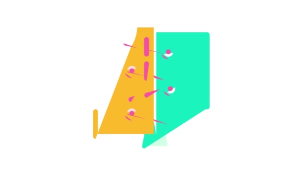 Schneiden Kurse Farbe Symbol Animation — Stockvideo