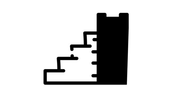 Escalera y línea de escalera icono de animación — Vídeos de Stock